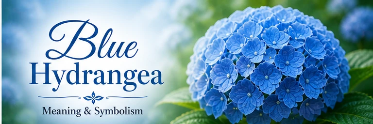 Beautiful blue hydrangea blossoms representing calmness, emotional depth, and quiet strength