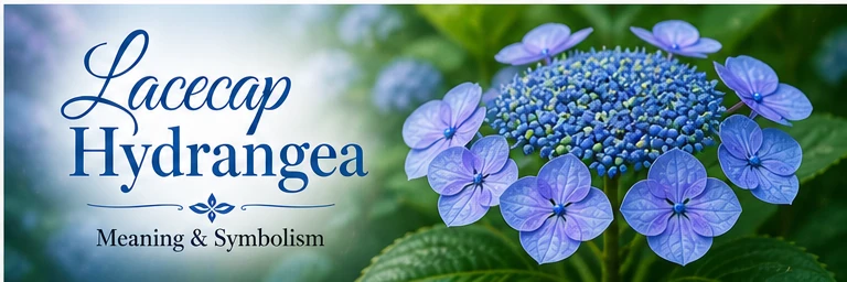 Beautiful lacecap hydrangea flowers representing uniqueness, independence, thoughtful observation and quiet depth
