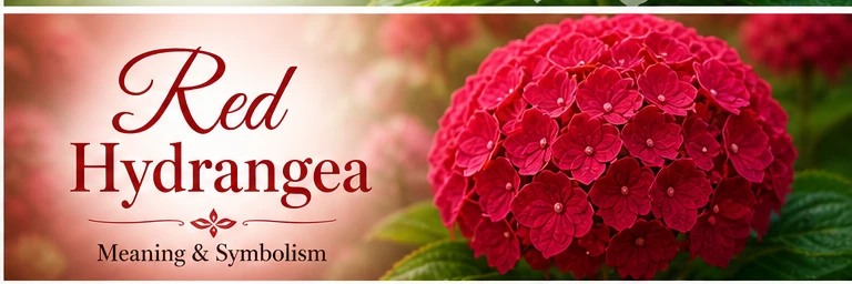 Beautiful red hydrangea blossoms representing passion, confidence, emotional strength and bold energy