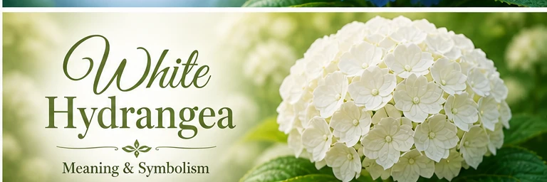Beautiful white hydrangea blossoms representing calmness, emotional depth, and quiet strength